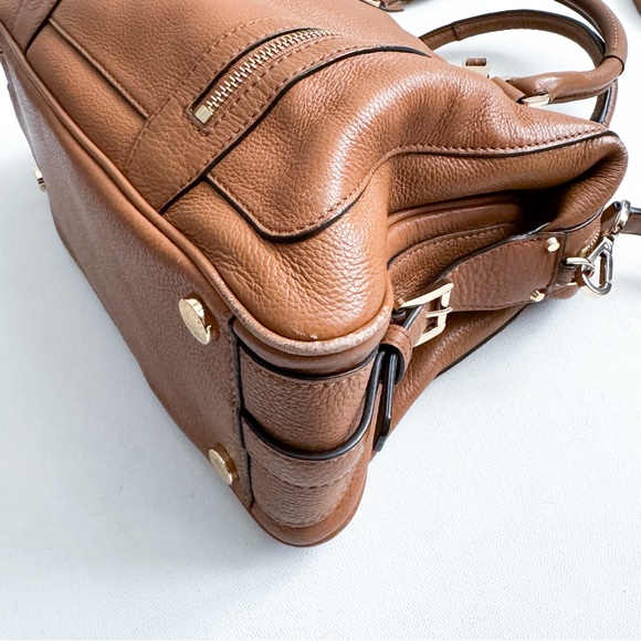 Michael Kors Julia Satchel Brown Pebbled Leather Crossbody Zip Up Bag - Picture 11 of 11